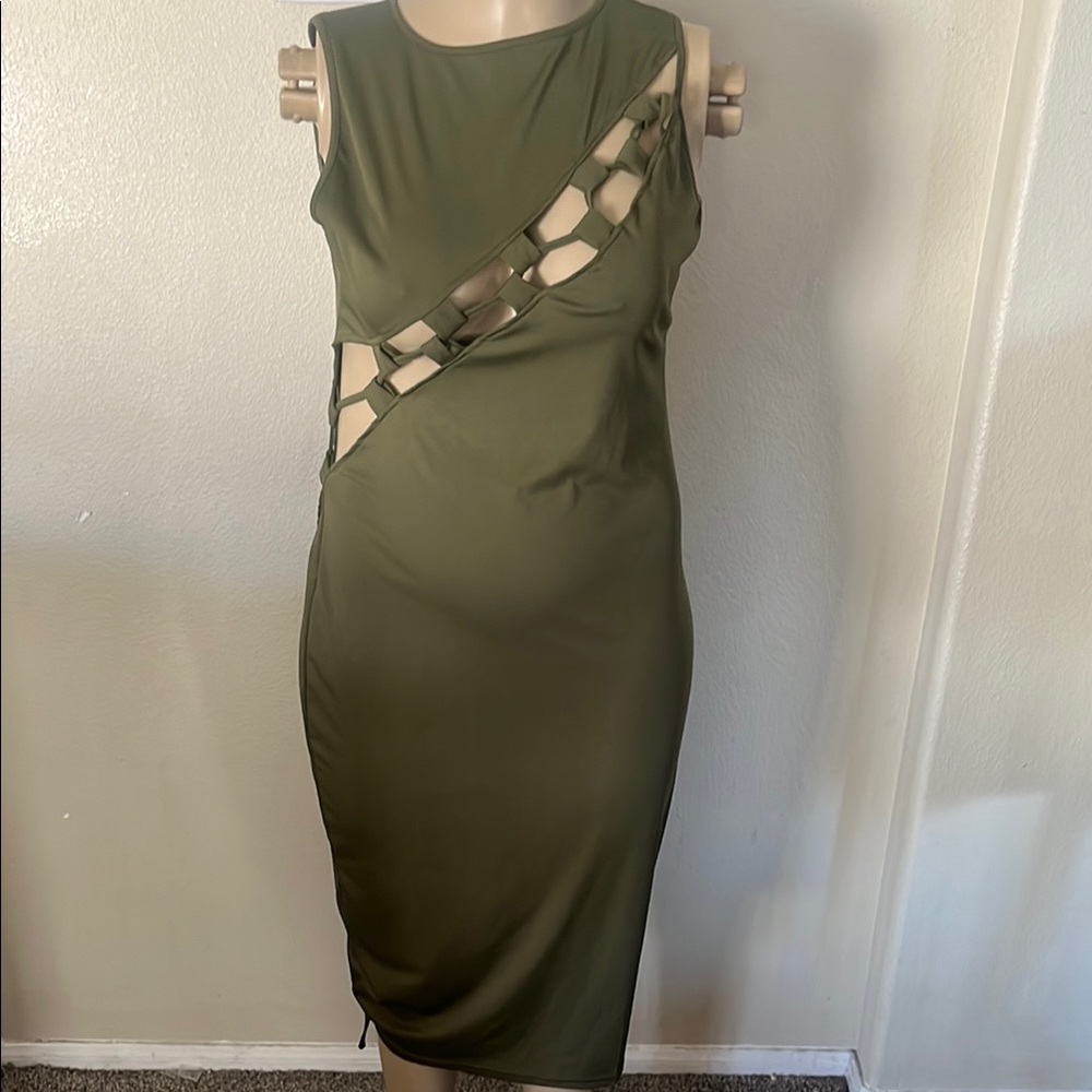 Green Asymmetrical Sheath Dress for Night Out